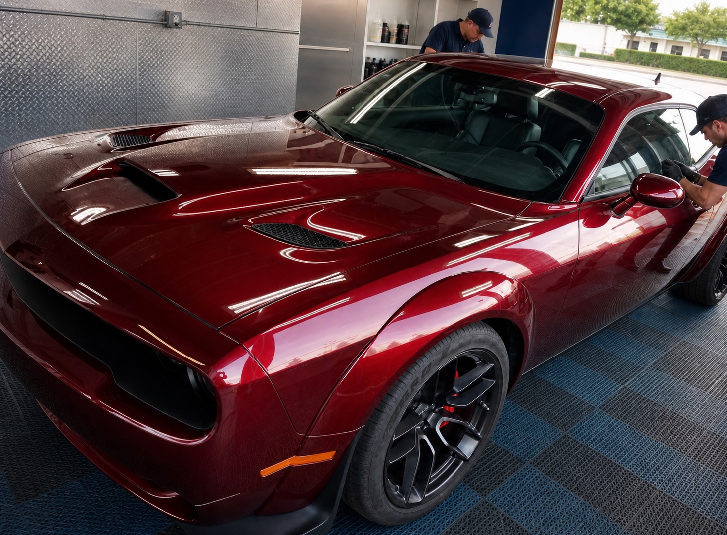 A performance car receiving care inside the Southampton detailing bay